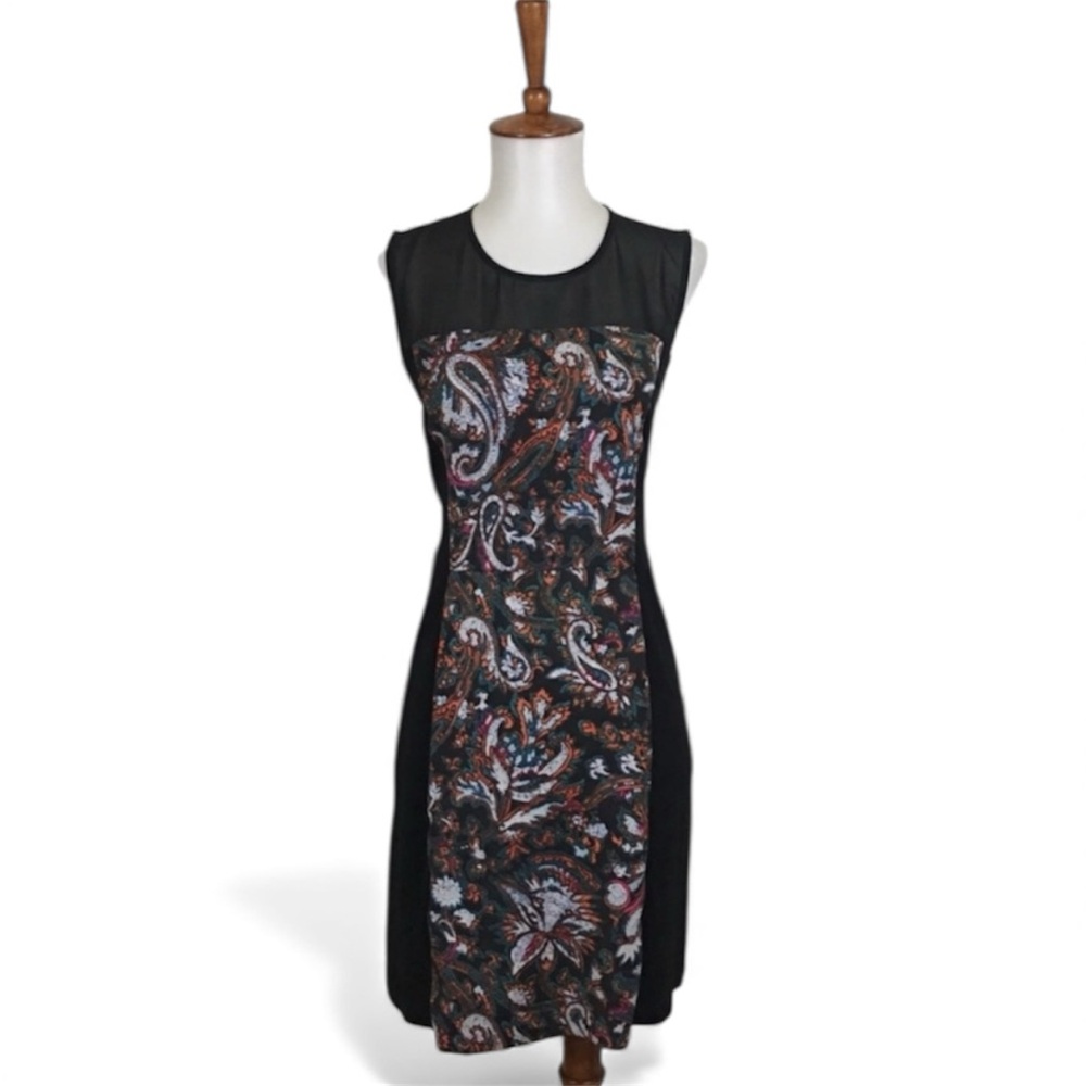 Cynthia Vincent Petite Paisley Women’s 6 Sleeveless Crew Neck Sheath
